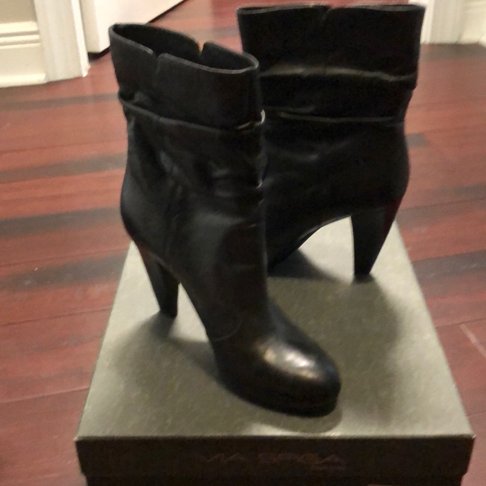 Via Spiga black leather moto boots